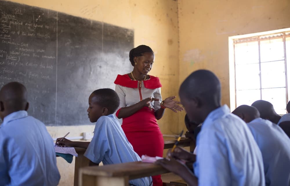 Teacher and students